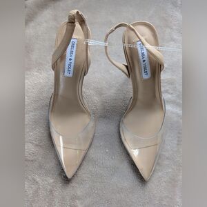 Chelsea & Violet Women's Nude Pointed-Toe Ankle-Strap Pumps